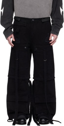 KUSIKOHC Black Straps Cargo Pants