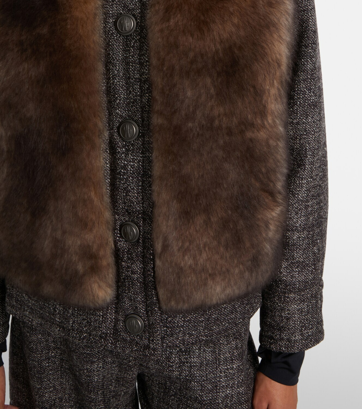 Moncler Grenoble Faite shearling-trimmed virgin wool down ski jacket