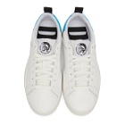 Diesel White and Blue S-Clever LS Low Sneakers