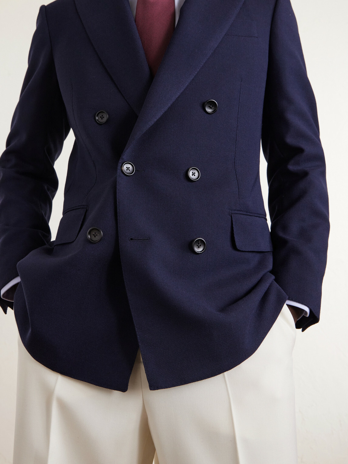 TOM FORD - Atticus Double-Breasted Wool and Mohair-Blend Blazer - Blue