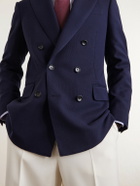 TOM FORD - Atticus Double-Breasted Wool and Mohair-Blend Blazer - Blue