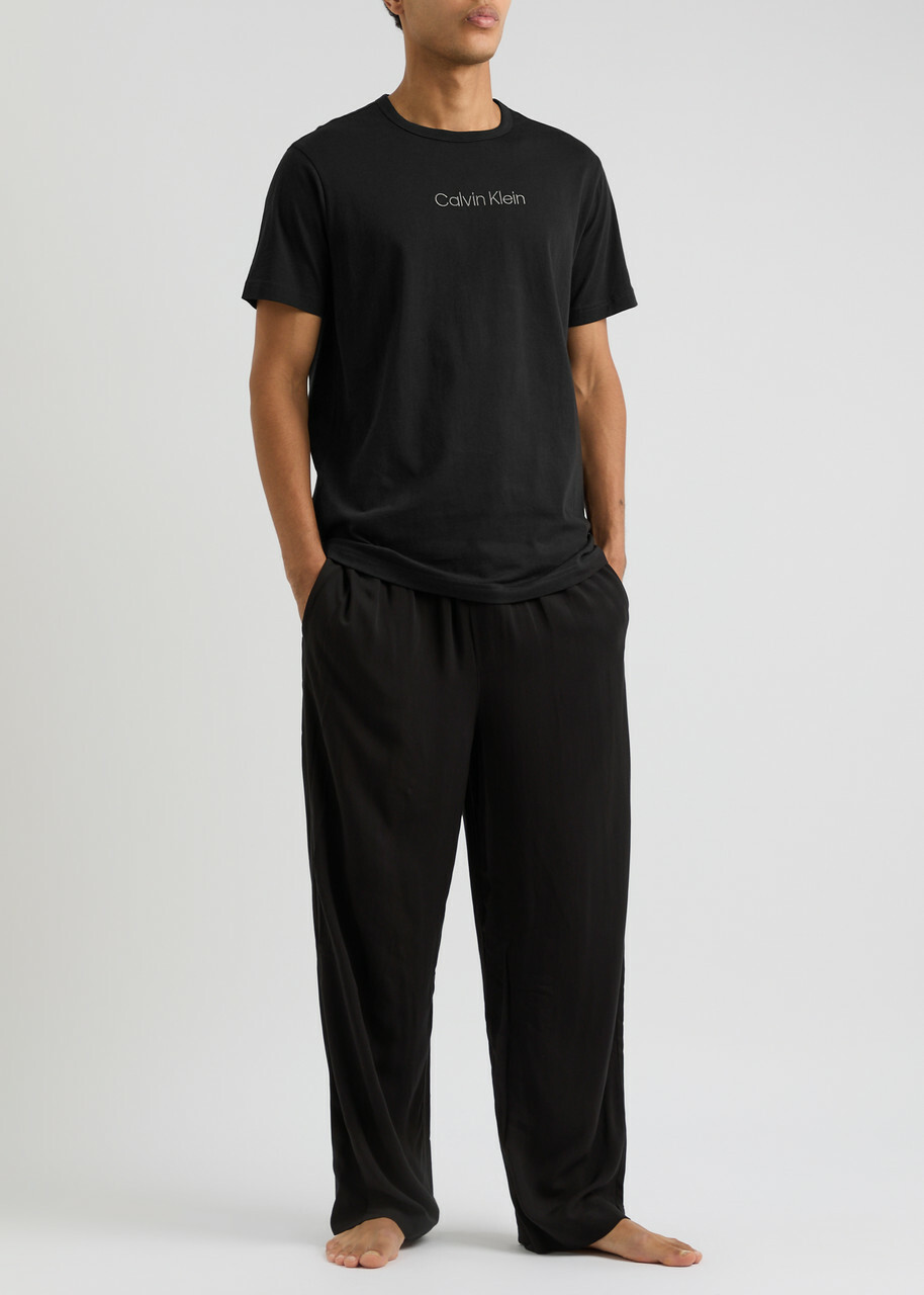Calvin Klein Logo-embroidered Cotton Pyjama top Black
