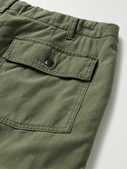 Greg Lauren - Baker 50/50 Tapered Jersey-Trimmed Frayed Cotton Sweatpants - Green