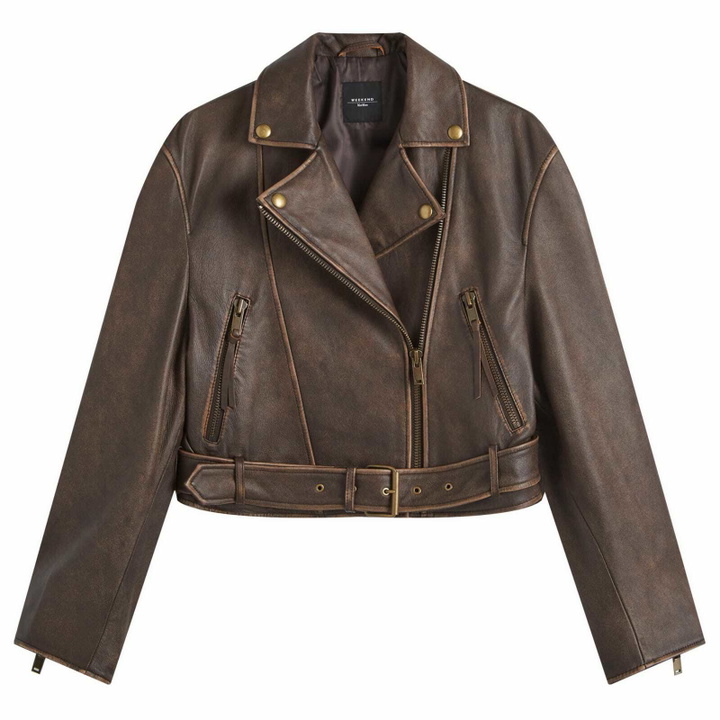 Photo: Weekend by Max Mara Women's Leather Jacket in Dark Bown