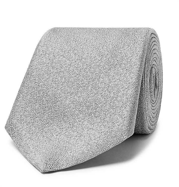 Photo: Canali - 8cm Metallic Woven Silk Tie - Men - Silver