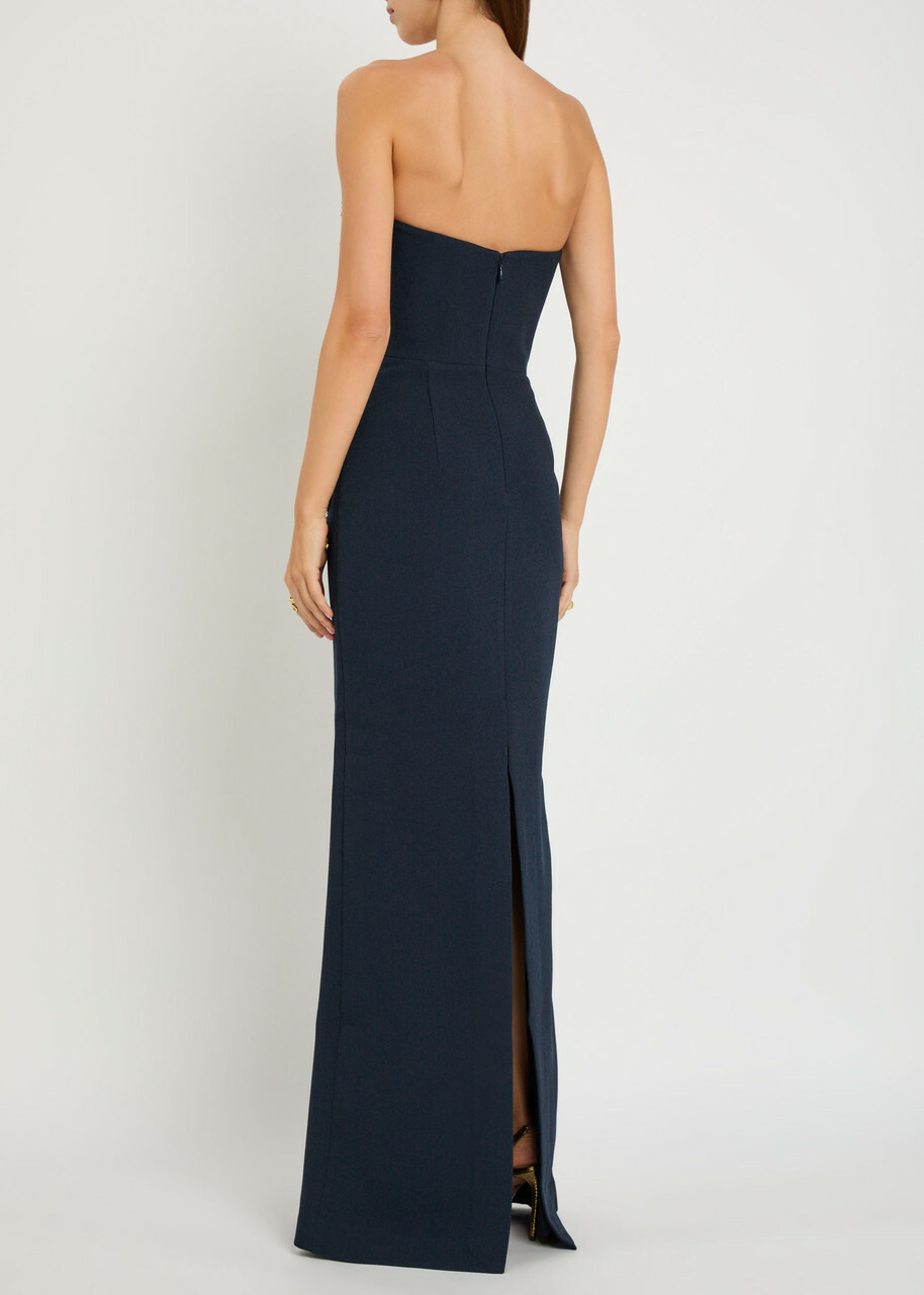 Rebecca Vallance Orla Embellished Crepe Gown Navy