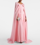 Là Fuori Petal Pink draped caped gown