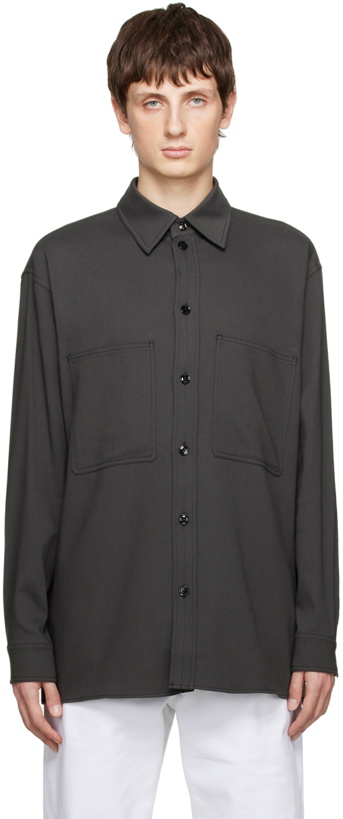 Photo: LEMAIRE Black Straight Collar Shirt