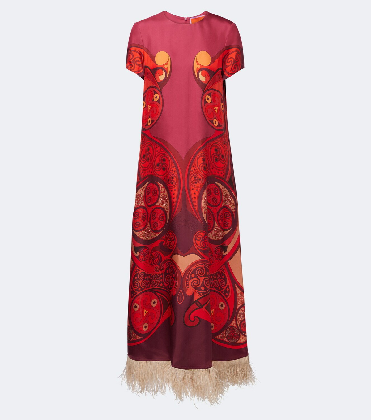 La DoubleJ Swing fringed printed silk twill maxi dress
