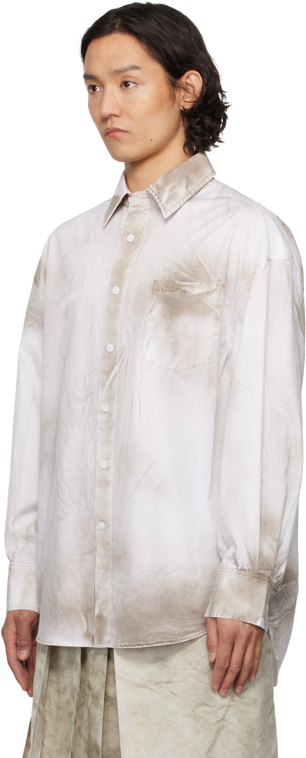 Feng Chen Wang White Sandwashed Shirt