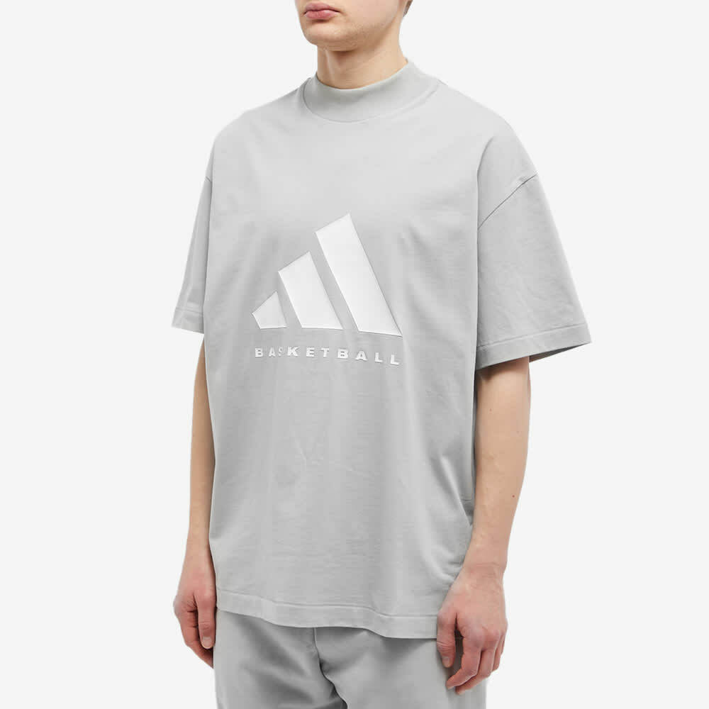 Adidas Men's Basketball Short Sleeve Logo T-Shirt in Metal