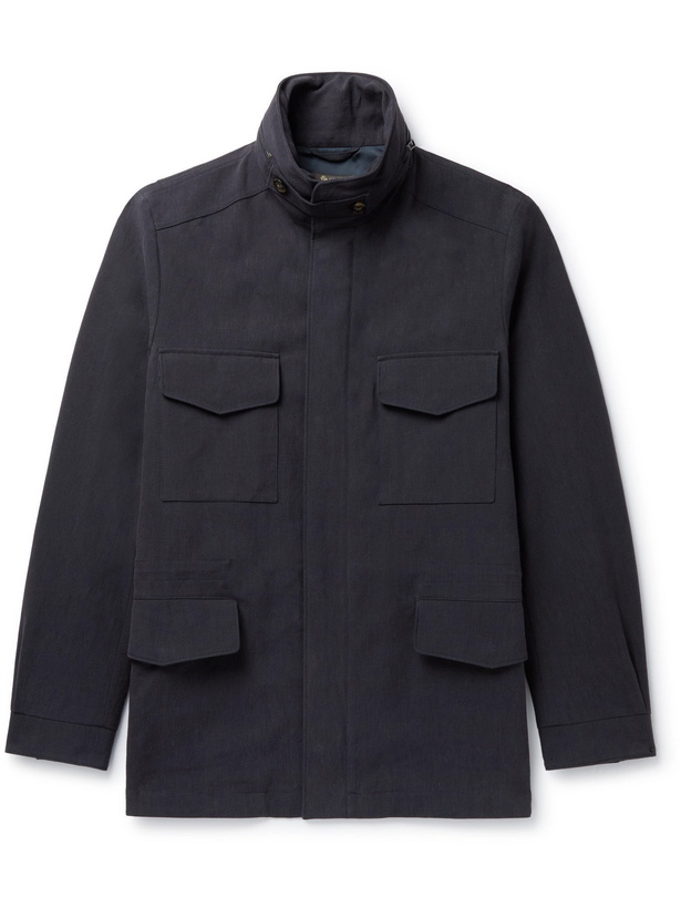 Photo: LORO PIANA - Rain System Linen Field Jacket - Blue - IT 48