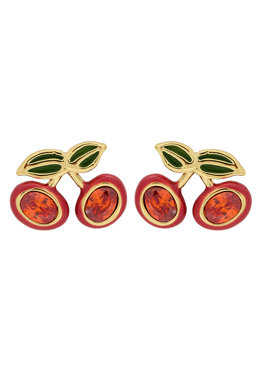 Coach Cherry Enamelled Stud Earrings - Red - One Size