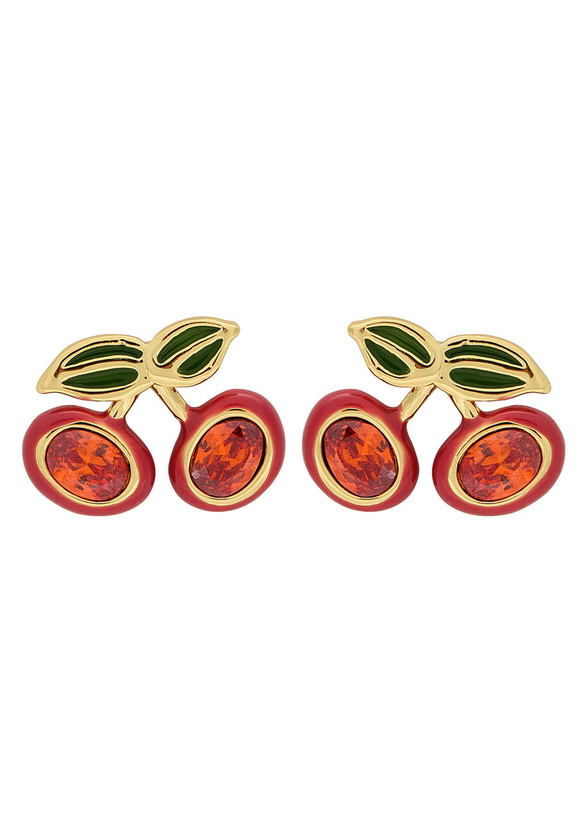 Photo: Coach Cherry Enamelled Stud Earrings - Red - One Size