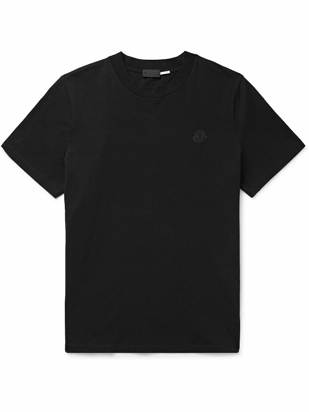 Photo: Moncler - Logo-Appliquéd Printed Cotton-Jersey T-Shirt - Black