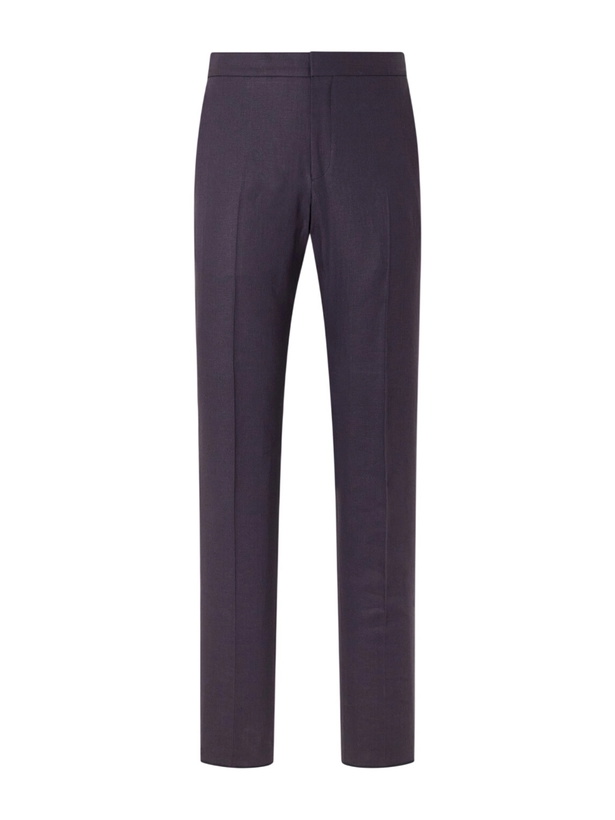 Photo: Zegna - Straight-Leg Linen-Twill Trousers - Blue