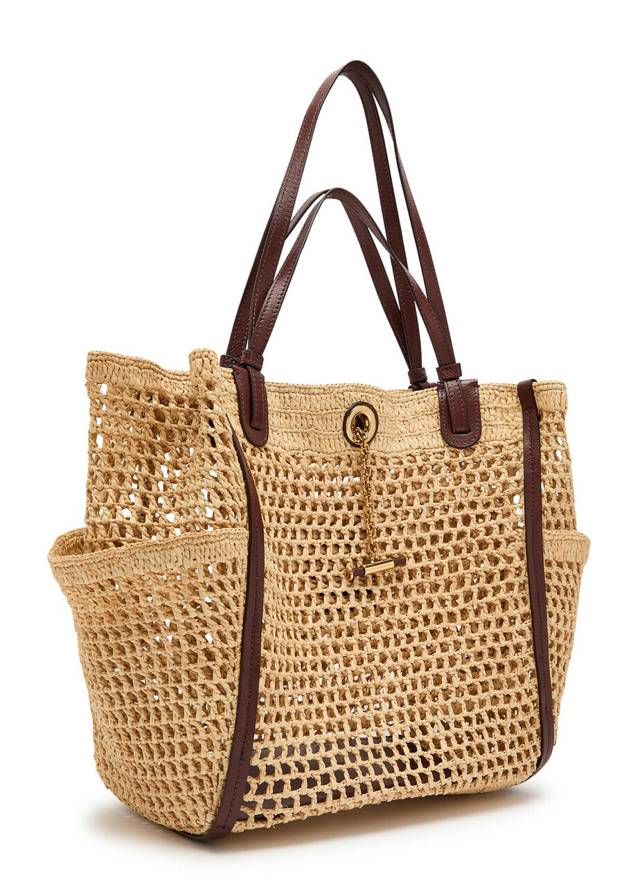 Chloe Iconic Logo Leather and Raffia Tote bag - Sand - One Size