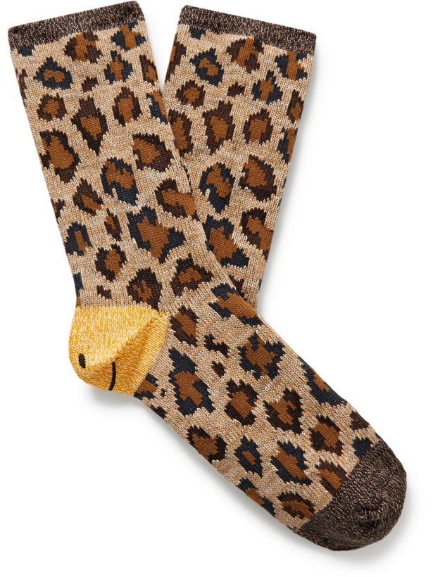 Photo: KAPITAL - Smiley Leopard-Jacquard Cotton-Blend Socks