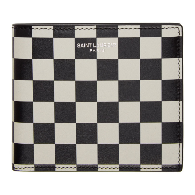 Photo: Saint Laurent Black and Off-White Checkered East/West Wallet