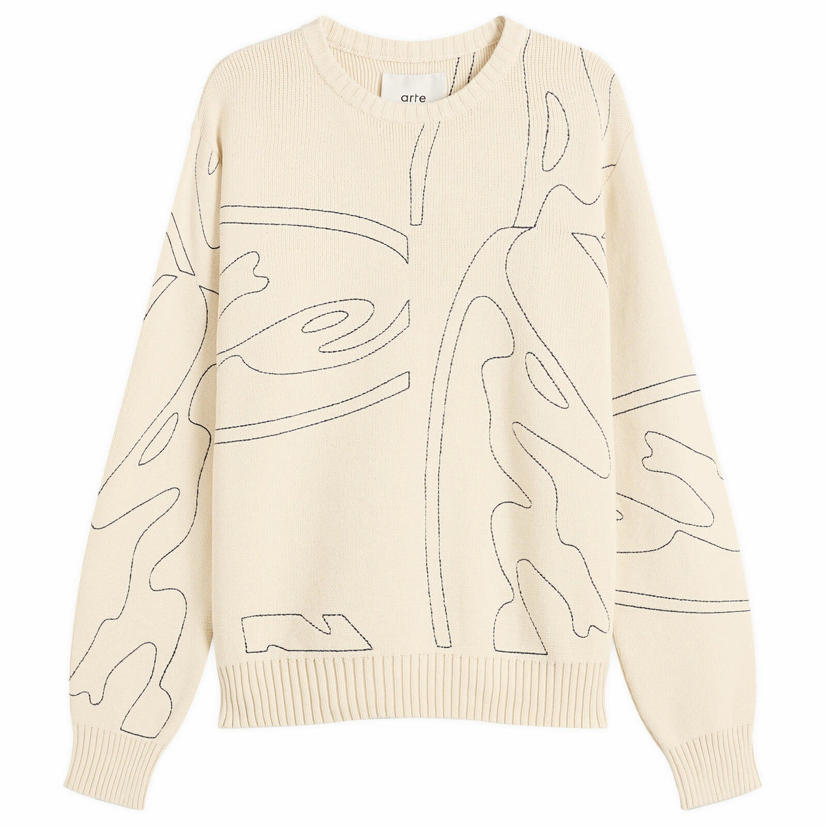 Arte Men's All Over Circle Logo Knit Jumper in Cream