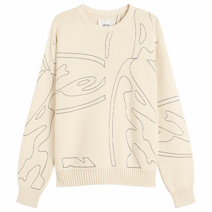 Photo: Arte Men's All Over Circle Logo Knit Jumper in Cream