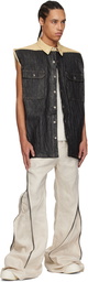 Rick Owens DRKSHDW Black & Beige Hollywood Tommy Jumbo Denim Vest