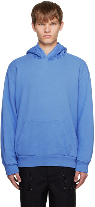 Photo: UNDERCOVER Blue Embroidered Hoodie