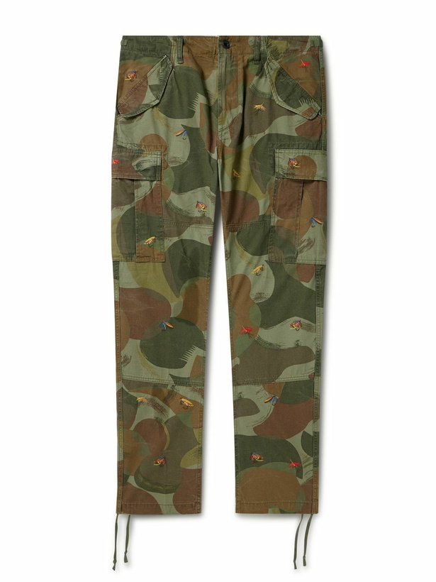 Photo: Polo Ralph Lauren - Slim-Fit Straight-Leg Embroidered Camouflage-Print Cotton-Canvas Cargo Trousers - Green