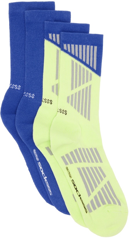 Photo: SOCKSSS Two-Pack Blue & Green Socks