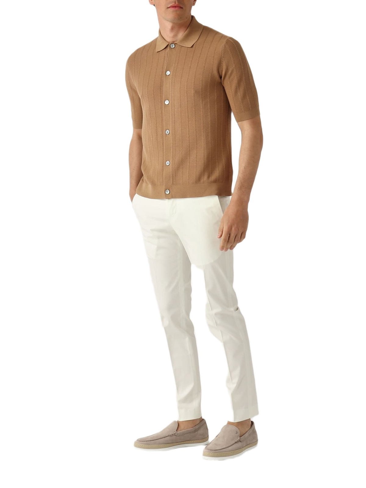 PT Torino White Cotton Men Slim Trouser