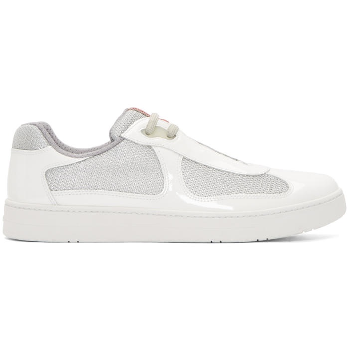 Photo: Prada White Patent Leather and Mesh Sneakers