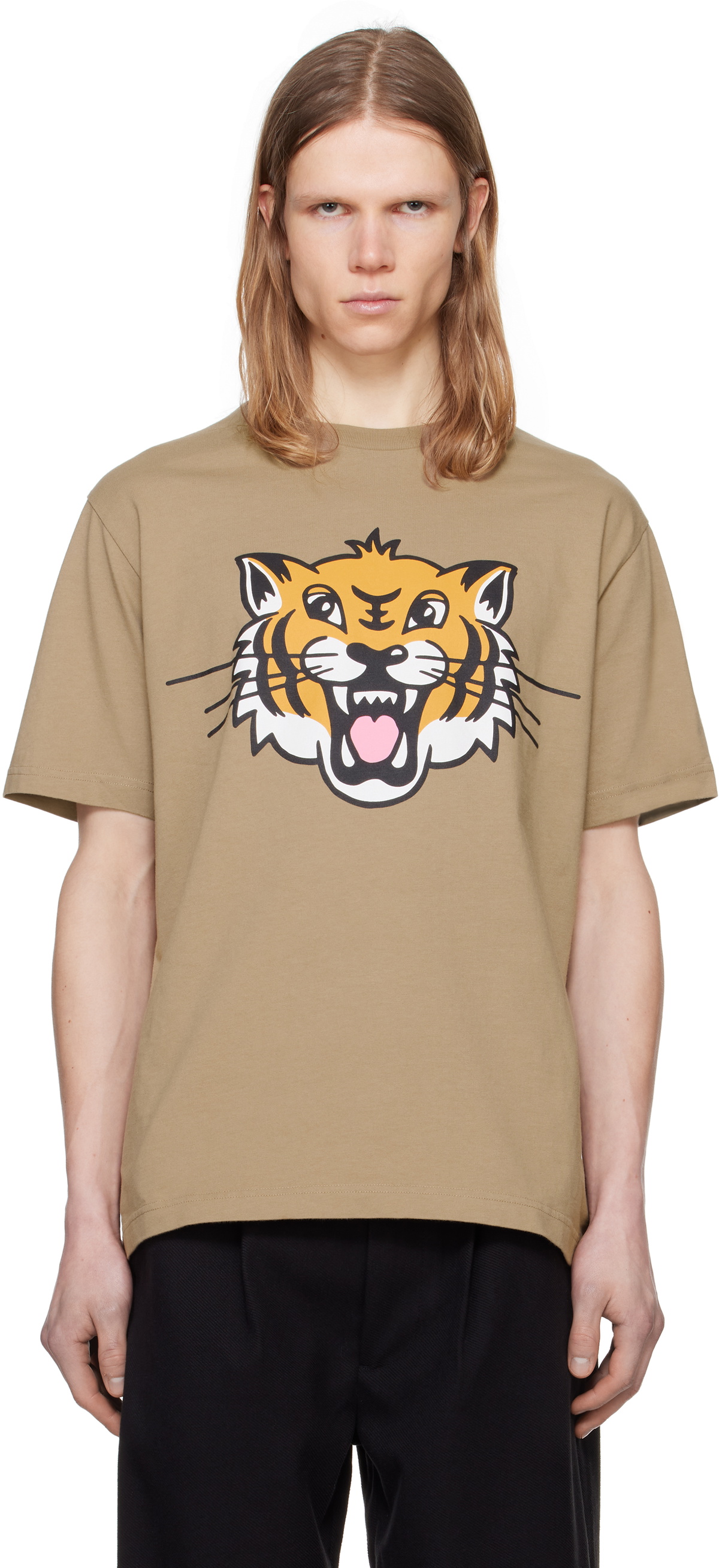 Kenzo: Tan Kenzo Paris 'KENZO Happy Tiger' T-shirt | SSENSE