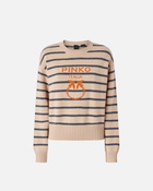 Pinko Striped Sweater With Logo Nude/Grey/Orange