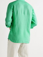 120% - Slim-Fit Grandad-Collar Linen Shirt - Green