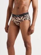 TOM FORD - Zebra-Print Stretch-Cotton Briefs - Black