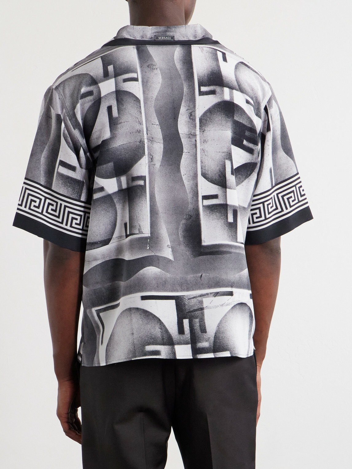 Versace - Camp-Collar Printed Silk-Crepe De Chine Shirt - Black