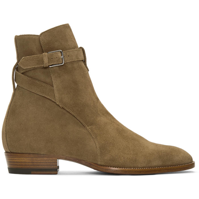 Photo: Saint Laurent Tan Suede Wyatt Jodhpur Boots