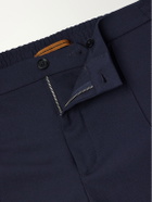 Zegna - Tapered Pleated Wool-Canvas Trousers - Blue