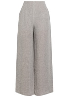 Emporio Armani Wide-leg Linen-blend Trousers Light Grey