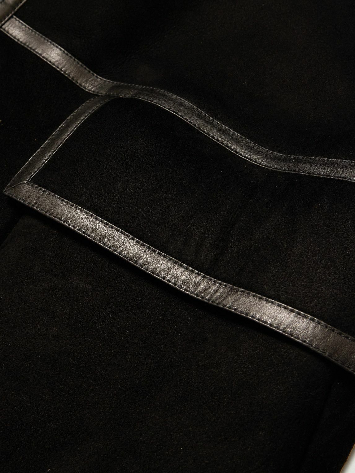 Drake's - HIM Leather-Trimmed Shearling Coat - Black