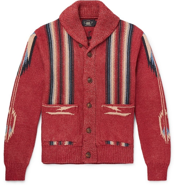 Photo: RRL - Shawl-Collar Cotton, Linen and Silk-Blend Jacquard Cardigan - Men - Red