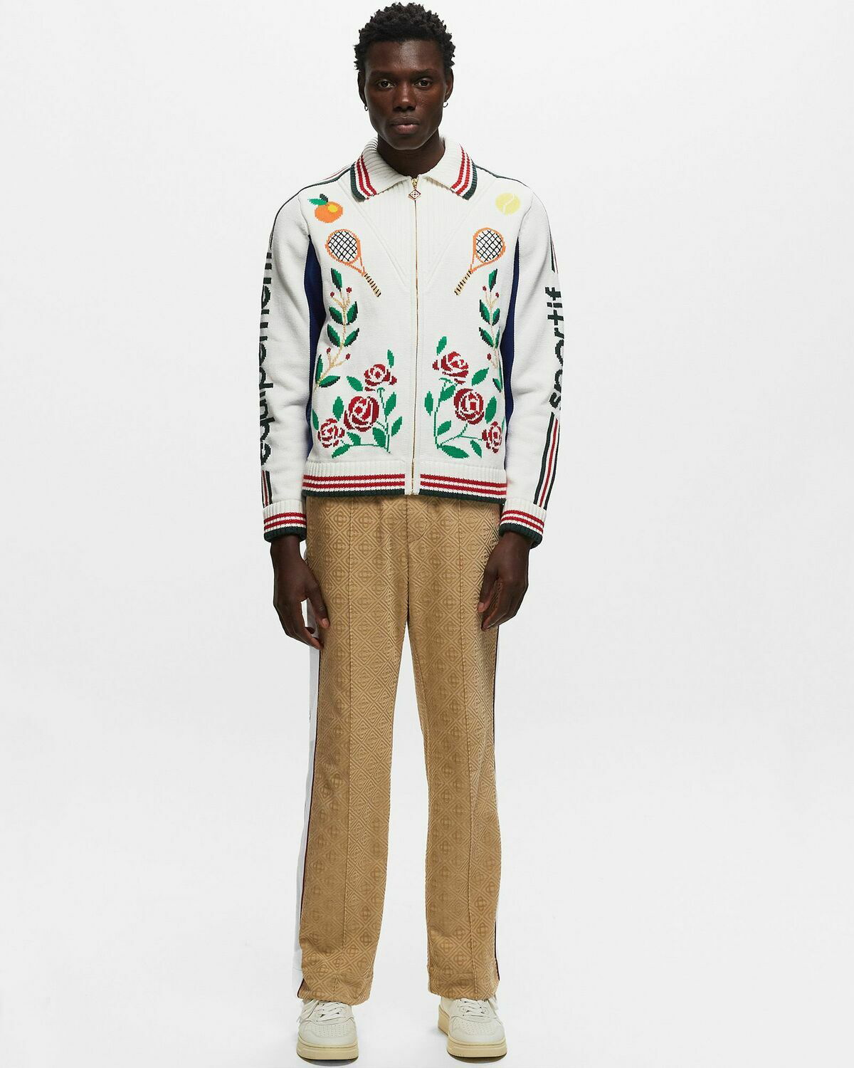 Casablanca Casablanca Laurel Intarsia Knit Jacket White Zippers