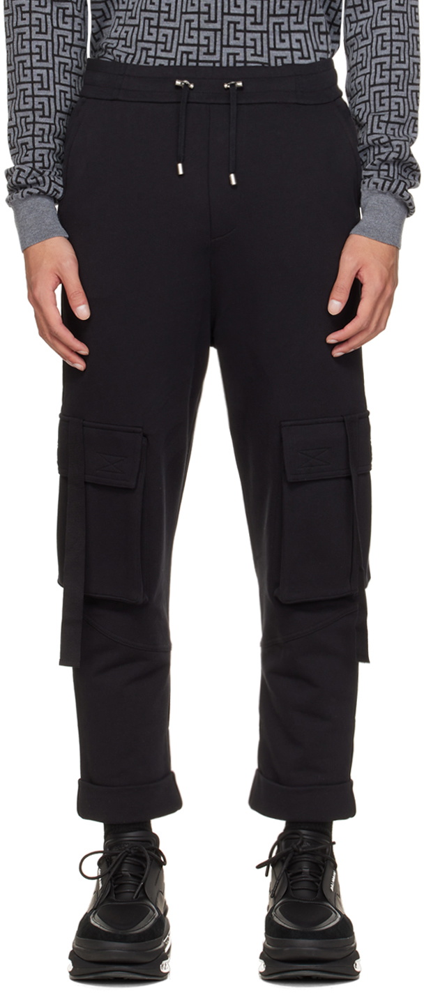 Balmain Black Viscose Casual Pants main image 1