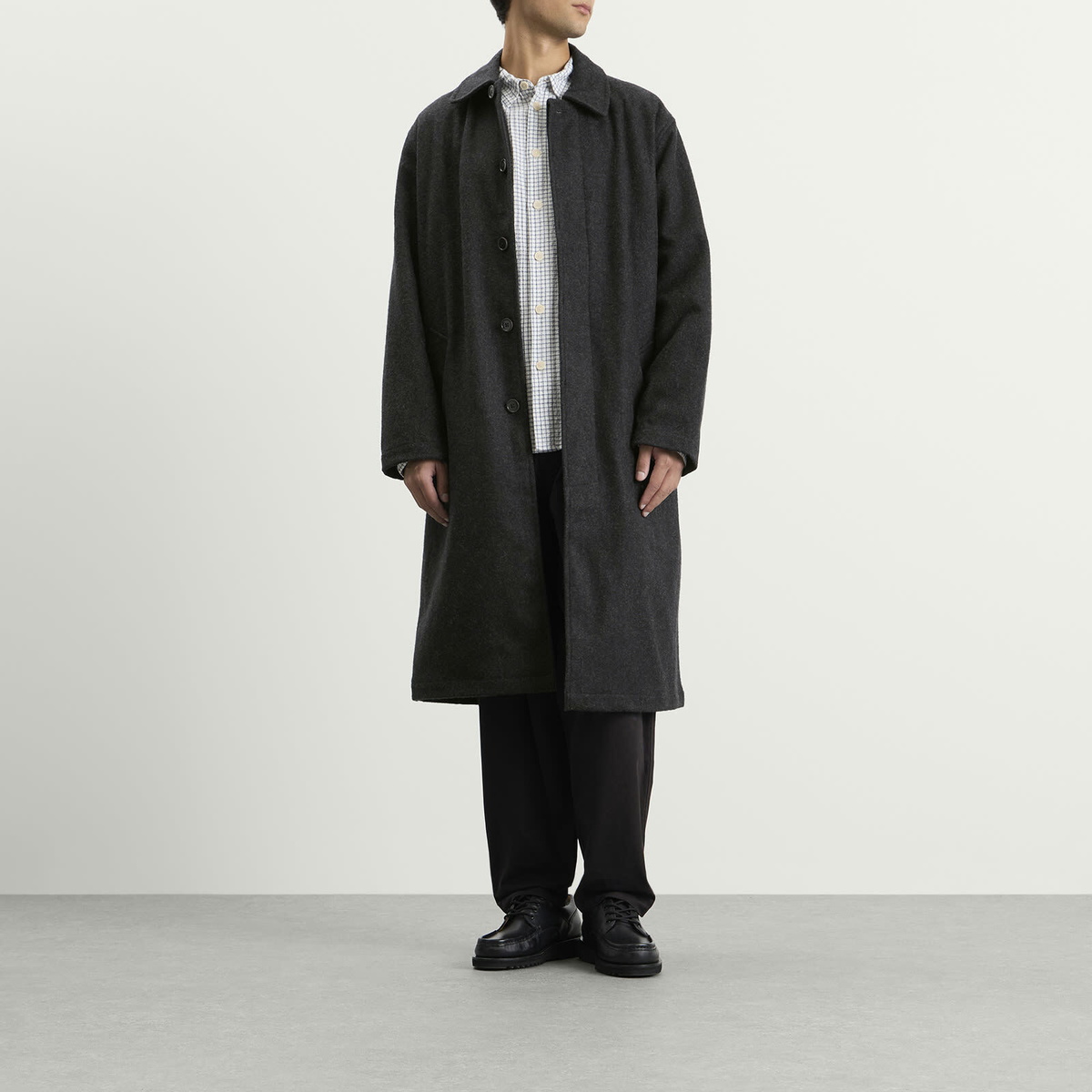Universal Works Men's Mowbray Mac Coat in Grey Marl