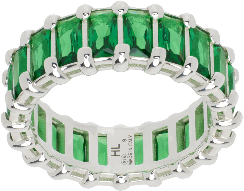 Hatton Labs Silver & Green Baguette Eternity Ring