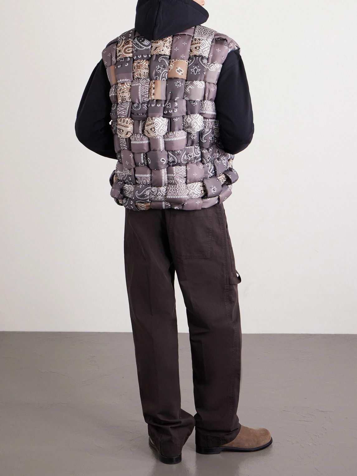 KAPITAL - Quilted Patchwork Bandana-Print Shell Gilet - Brown