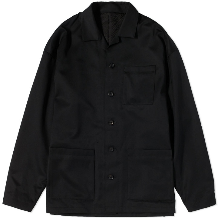 Photo: MASTERMIND WORLD Men's Embroidered Shirt Jacket in Black
