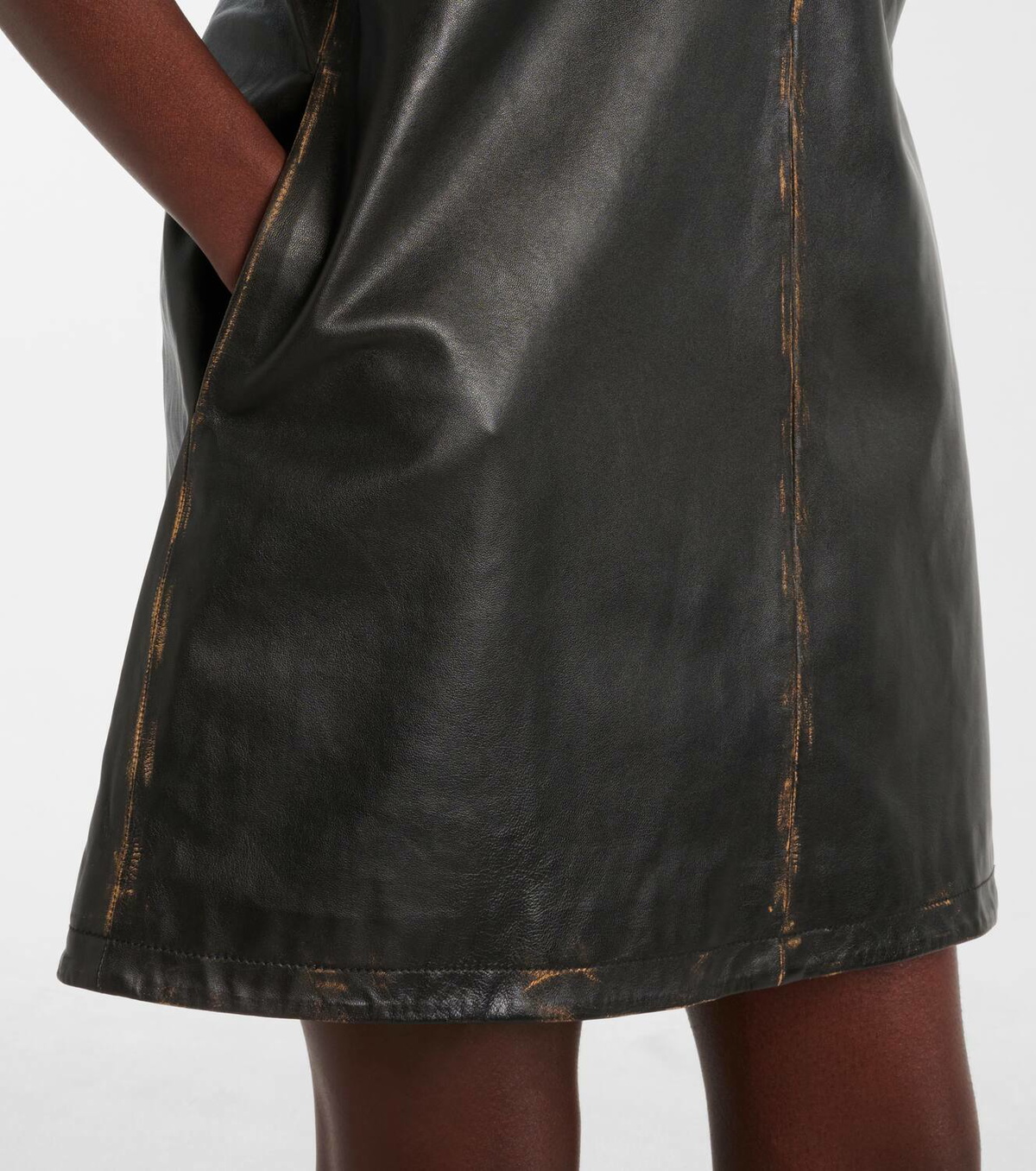 knee length dresses for ladies Trendy, Chic Women's Clothing Boutique Endless Blu Mocha Leather Midi Dress for Women, Adjustable Belt, Faux Leather, Polyester Lining, S Lane 201 main image 0