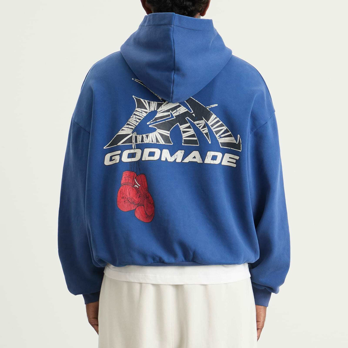 God Made Men's GM Logo Wrapped Hoodie in Washed Blue