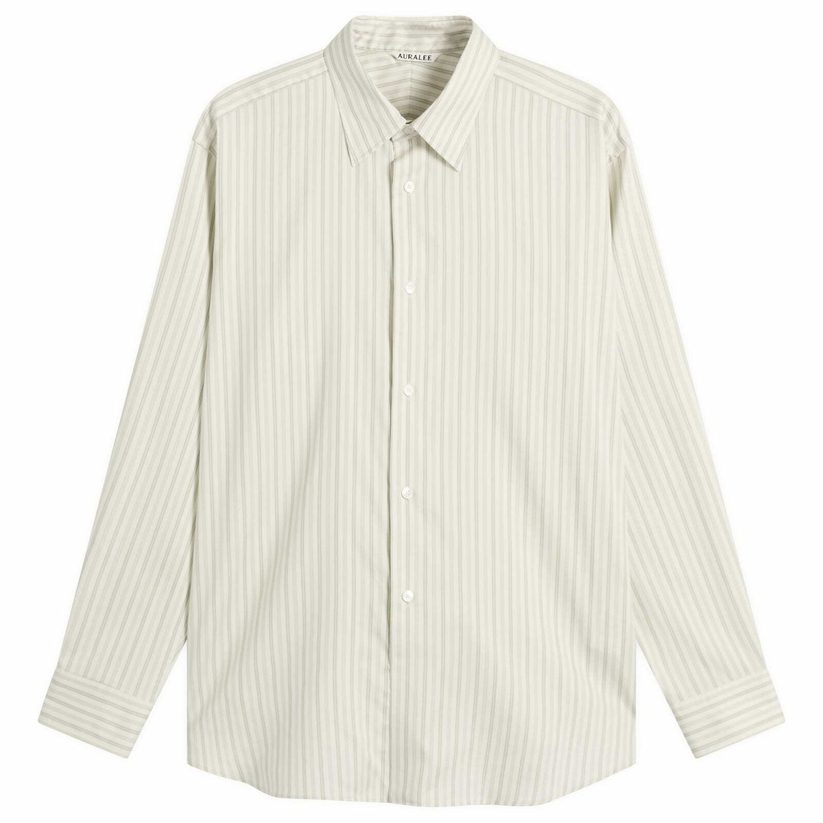 Auralee Men's Cotton Silk Stripe Shirt in Ivory Stripe Auralee